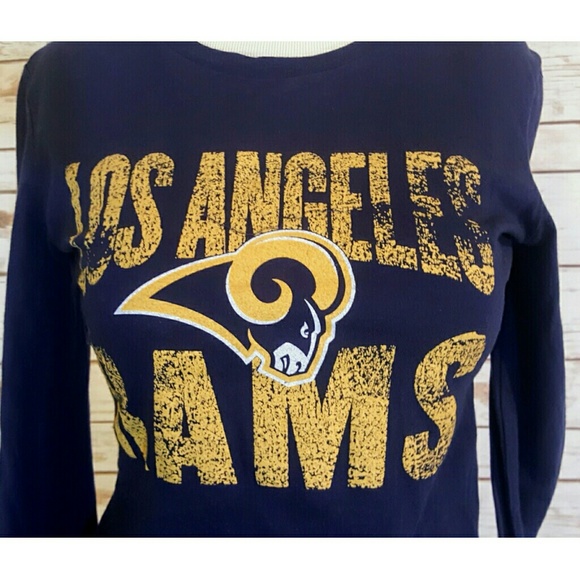 NFL Los Angeles Rams Navy Blue Print Logo Tee NWT - Picture 2 of 4